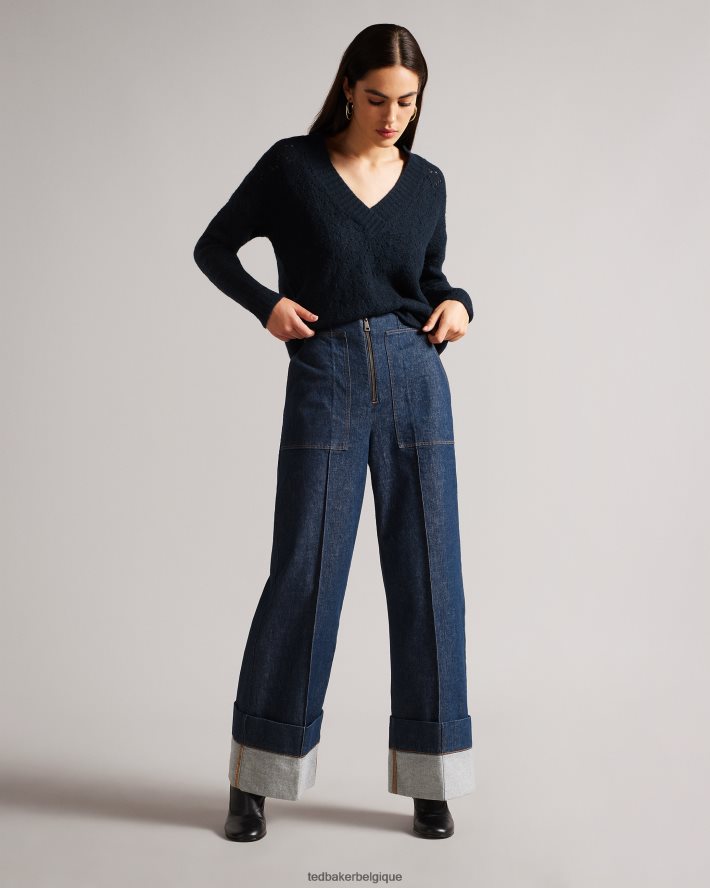 être Ted Baker femmes pull col v jackeiy marine FR8J42444 vêtements