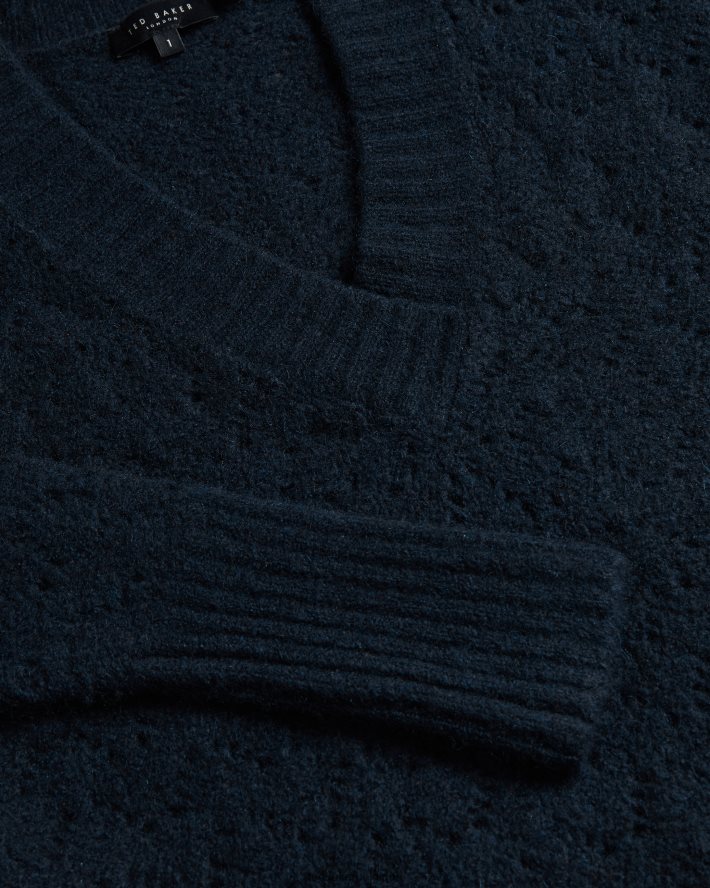 être Ted Baker femmes pull col v jackeiy marine FR8J42444 vêtements