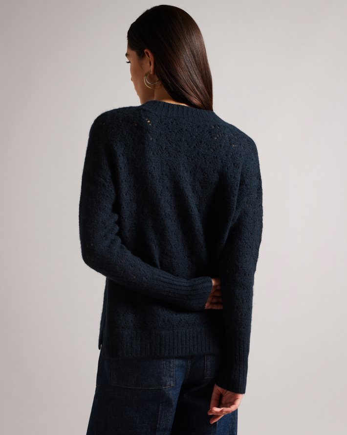 être Ted Baker femmes pull col v jackeiy marine FR8J42444 vêtements