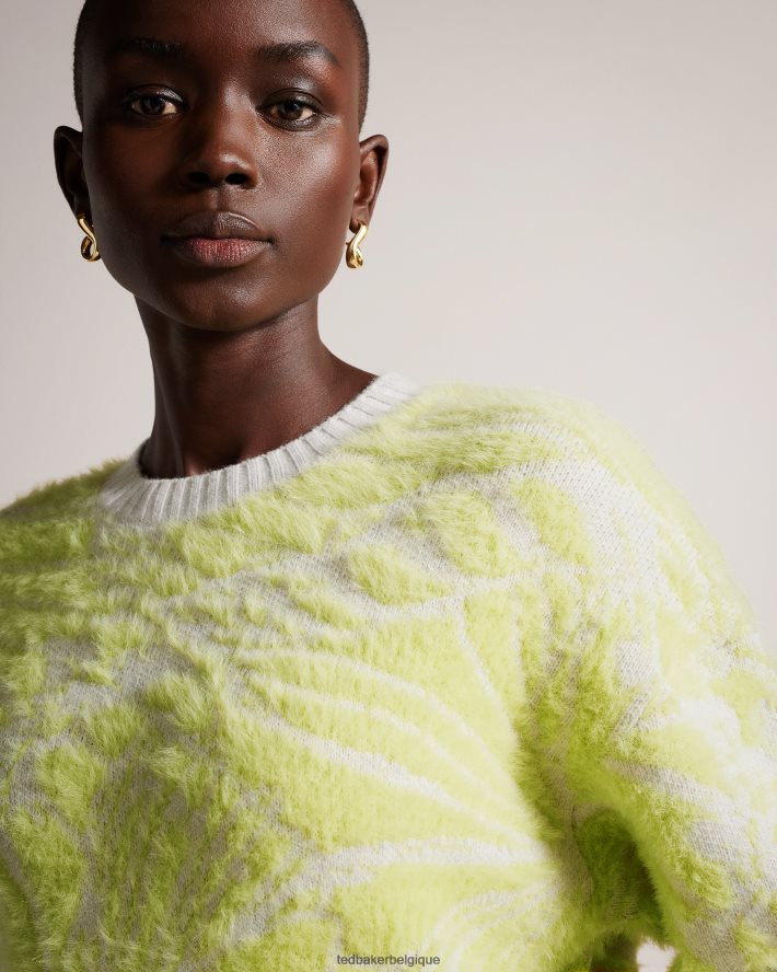 être Ted Baker femmes pull marrlo en jacquard coupe facile vert pâle FR8J4291 vêtements