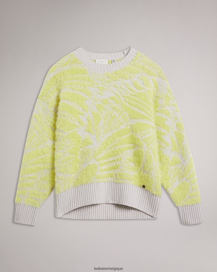 être Ted Baker femmes pull marrlo en jacquard coupe facile vert pâle FR8J4291 vêtements