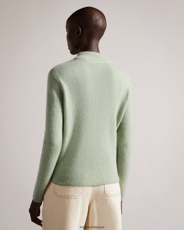 être Ted Baker femmes pull torsadé en laine et mohair mélangés veolaa vert clair FR8J4298 vêtements