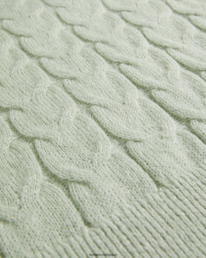 être Ted Baker femmes pull torsadé en laine et mohair mélangés veolaa vert clair FR8J4298 vêtements