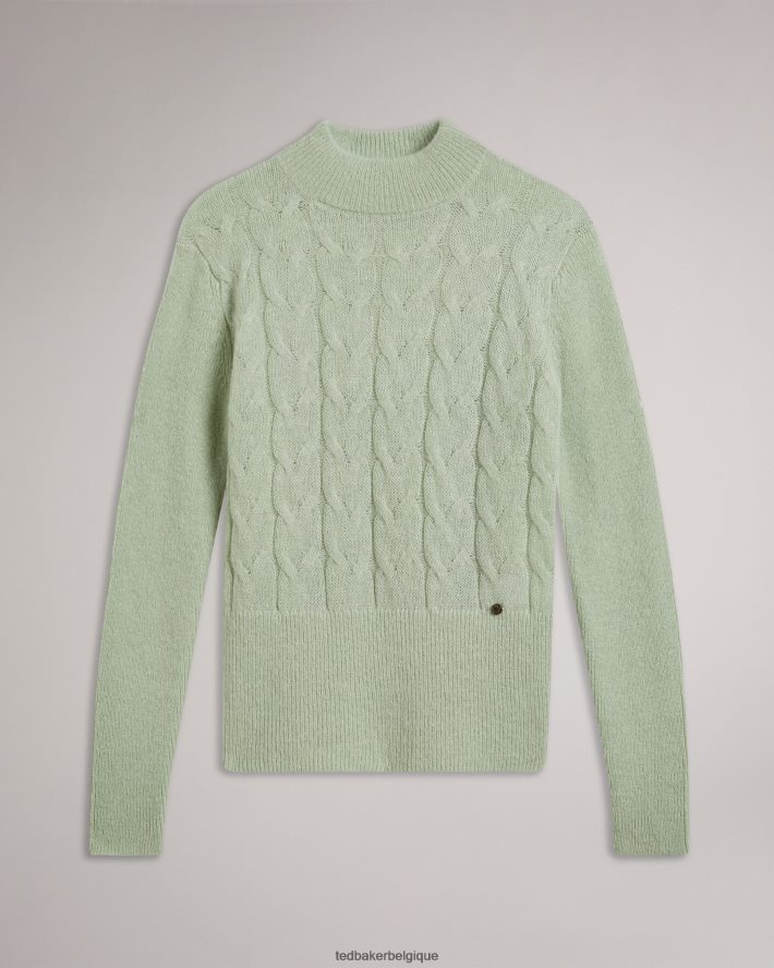 être Ted Baker femmes pull torsadé en laine et mohair mélangés veolaa vert clair FR8J4298 vêtements