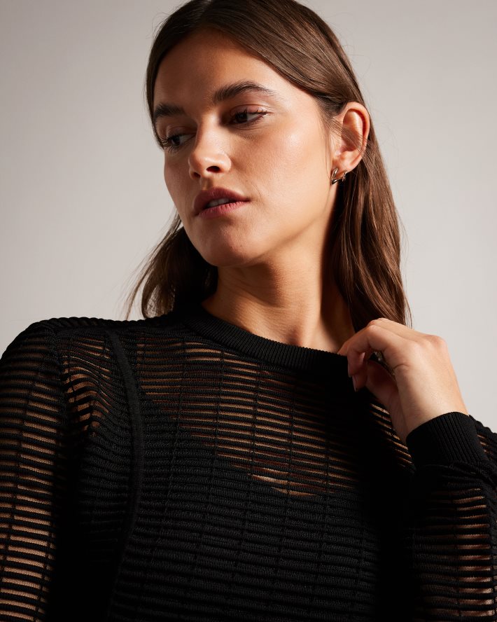 être Ted Baker femmes roshila - pull coupe slim texturé noir FR8J42437 vêtements