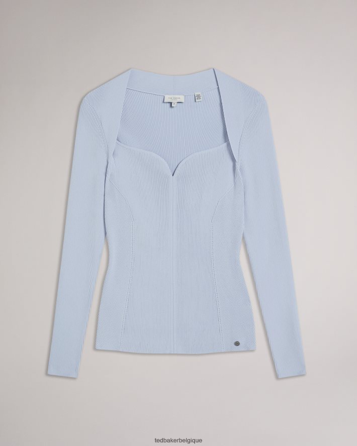 être Ted Baker femmes Helenh - Haut tricoté à décolleté en cœur bleu bébé FR8J42436 vêtements