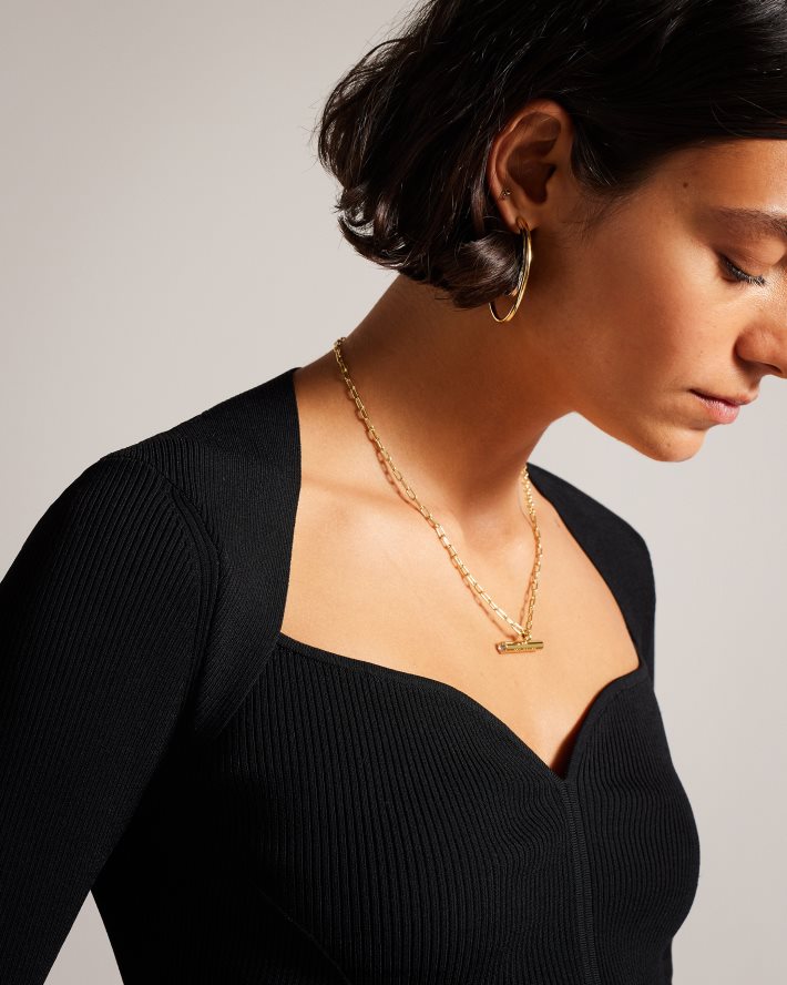 être Ted Baker femmes Helenh - Haut tricoté à décolleté en cœur noir FR8J42103 vêtements