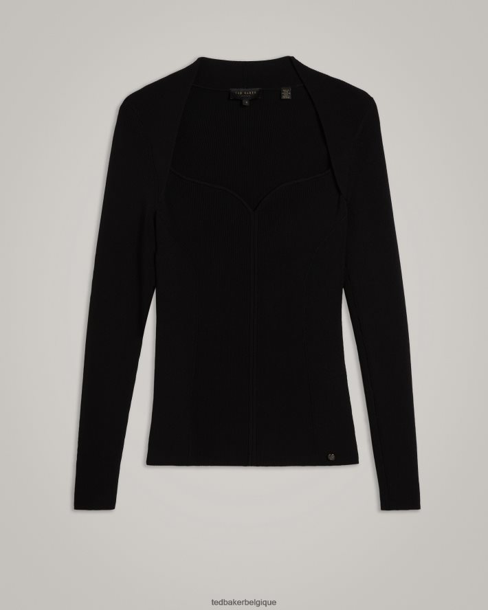 être Ted Baker femmes Helenh - Haut tricoté à décolleté en cœur noir FR8J42103 vêtements
