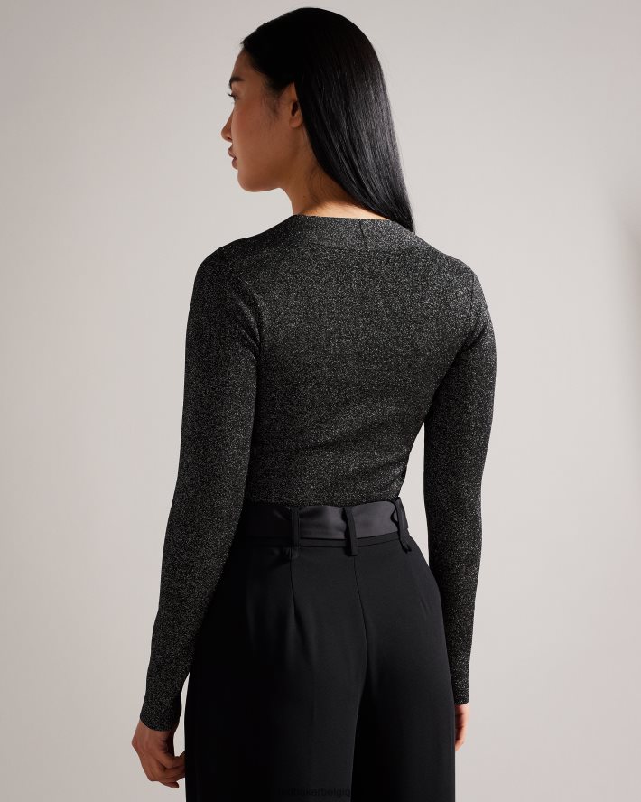 être Ted Baker femmes eloisy - haut en maille croisée coupe slim noir FR8J4295 vêtements