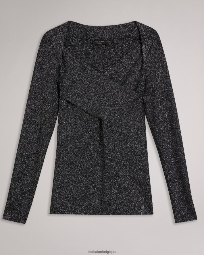 être Ted Baker femmes eloisy - haut en maille croisée coupe slim noir FR8J4295 vêtements