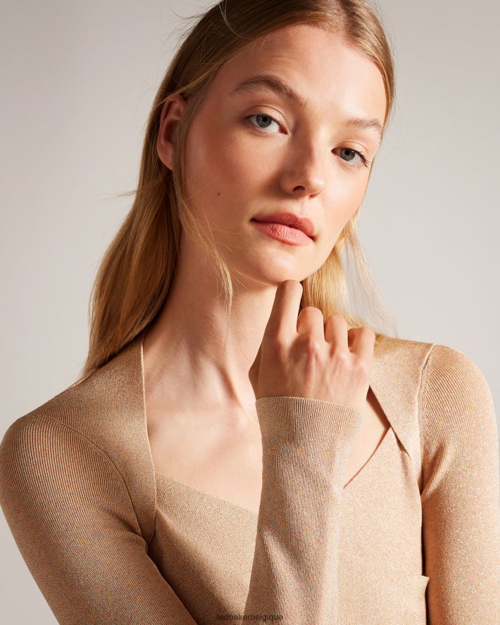 être Ted Baker femmes eloisy - haut en maille croisée coupe slim rose sombre FR8J42110 vêtements