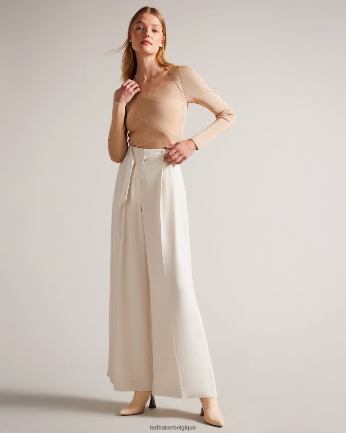 être Ted Baker femmes eloisy - haut en maille croisée coupe slim rose sombre FR8J42110 vêtements