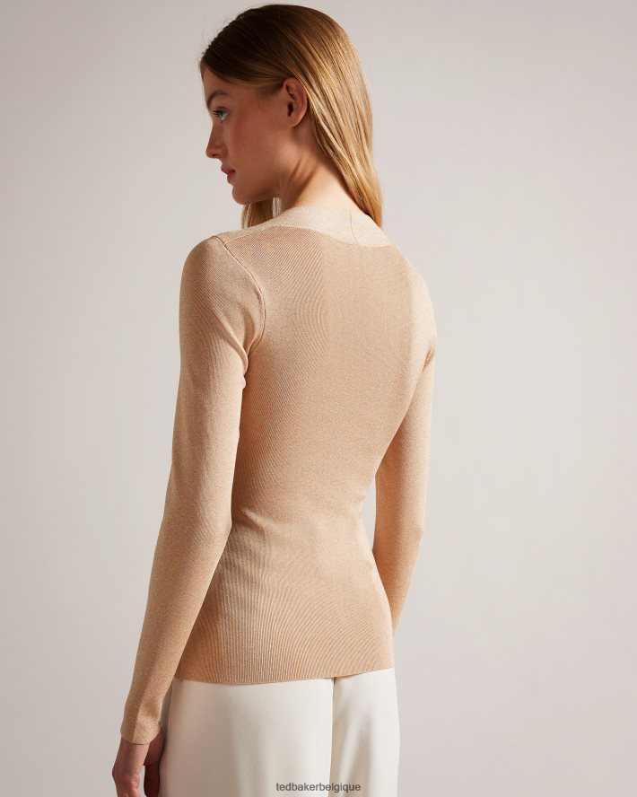 être Ted Baker femmes eloisy - haut en maille croisée coupe slim rose sombre FR8J42110 vêtements