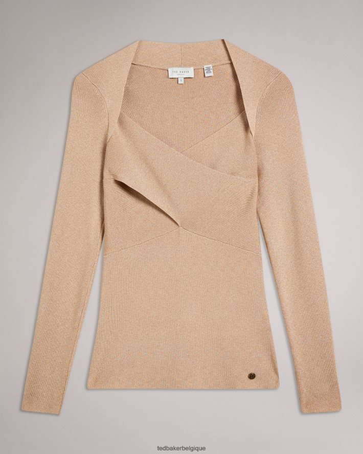 être Ted Baker femmes eloisy - haut en maille croisée coupe slim rose sombre FR8J42110 vêtements