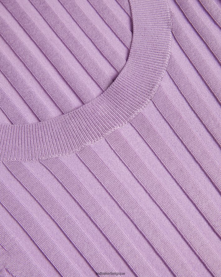 être Ted Baker femmes jolia - haut en maille technique côtelée lilas FR8J4246 vêtements