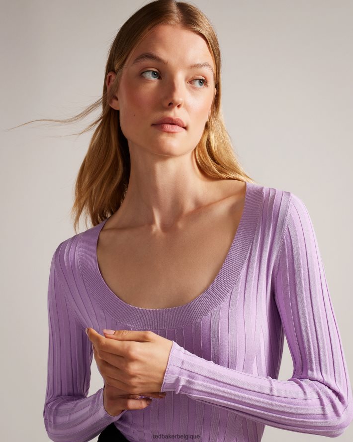 être Ted Baker femmes jolia - haut en maille technique côtelée lilas FR8J4246 vêtements