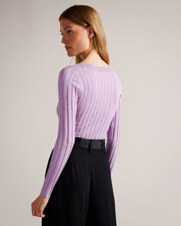 être Ted Baker femmes jolia - haut en maille technique côtelée lilas FR8J4246 vêtements