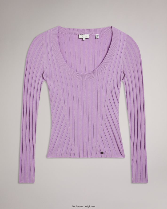 être Ted Baker femmes jolia - haut en maille technique côtelée lilas FR8J4246 vêtements