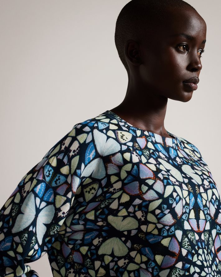 être Ted Baker femmes Ashlina - Haut coupe boxy à imprimé kaléidoscope bleu moyen FR8J42116 vêtements