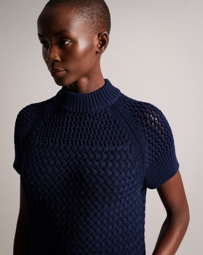 être Ted Baker femmes débardeur stena en point de basket bleu foncé FR8J42276 vêtements