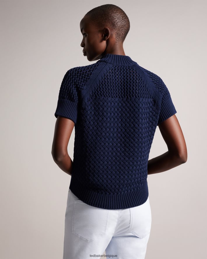 être Ted Baker femmes débardeur stena en point de basket bleu foncé FR8J42276 vêtements