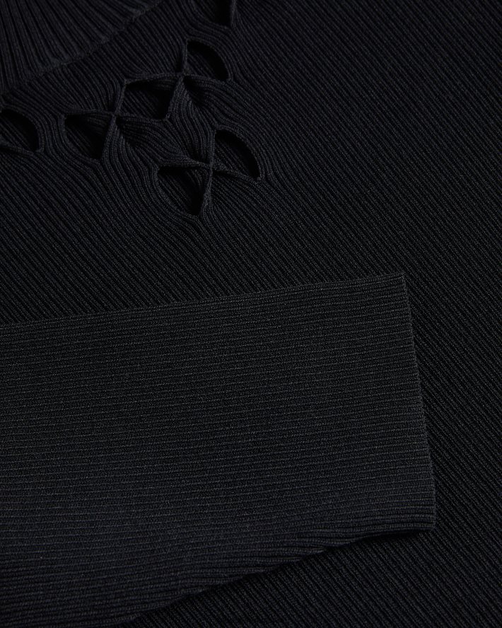 être Ted Baker femmes emiiaa - haut ajusté en maille côtelée noir FR8J42410 vêtements