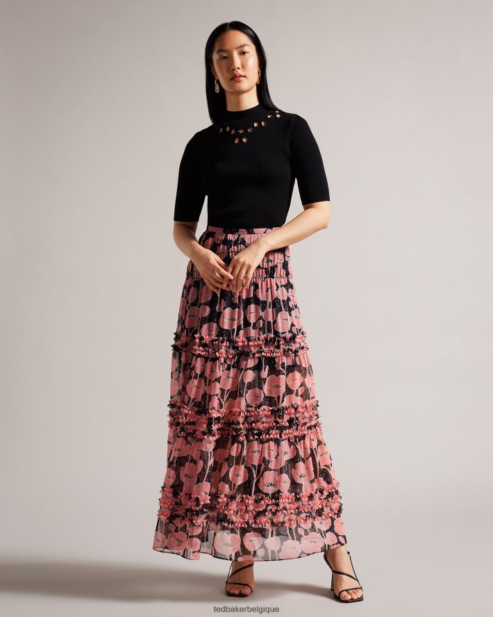 être Ted Baker femmes emiiaa - haut ajusté en maille côtelée noir FR8J42410 vêtements
