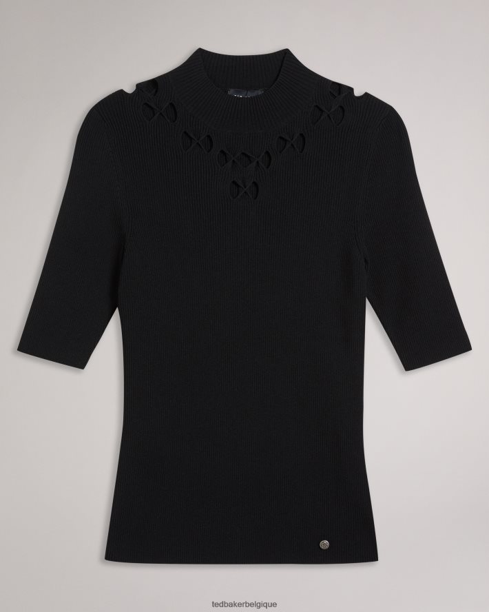 être Ted Baker femmes emiiaa - haut ajusté en maille côtelée noir FR8J42410 vêtements