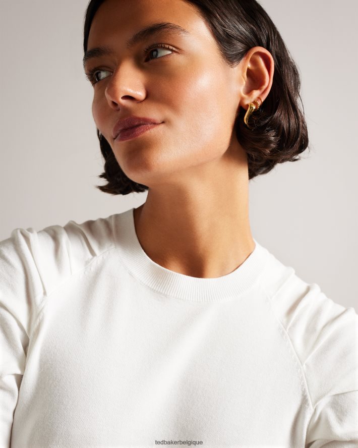 être Ted Baker femmes pull à détails plissés Piyton blanc FR8J42111 vêtements