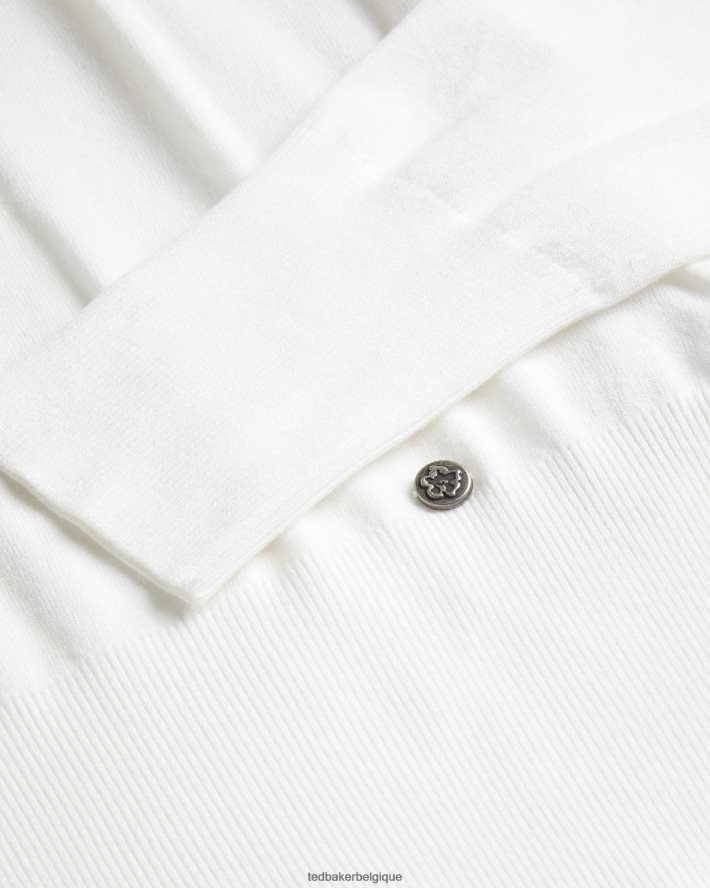 être Ted Baker femmes pull à détails plissés Piyton blanc FR8J42111 vêtements