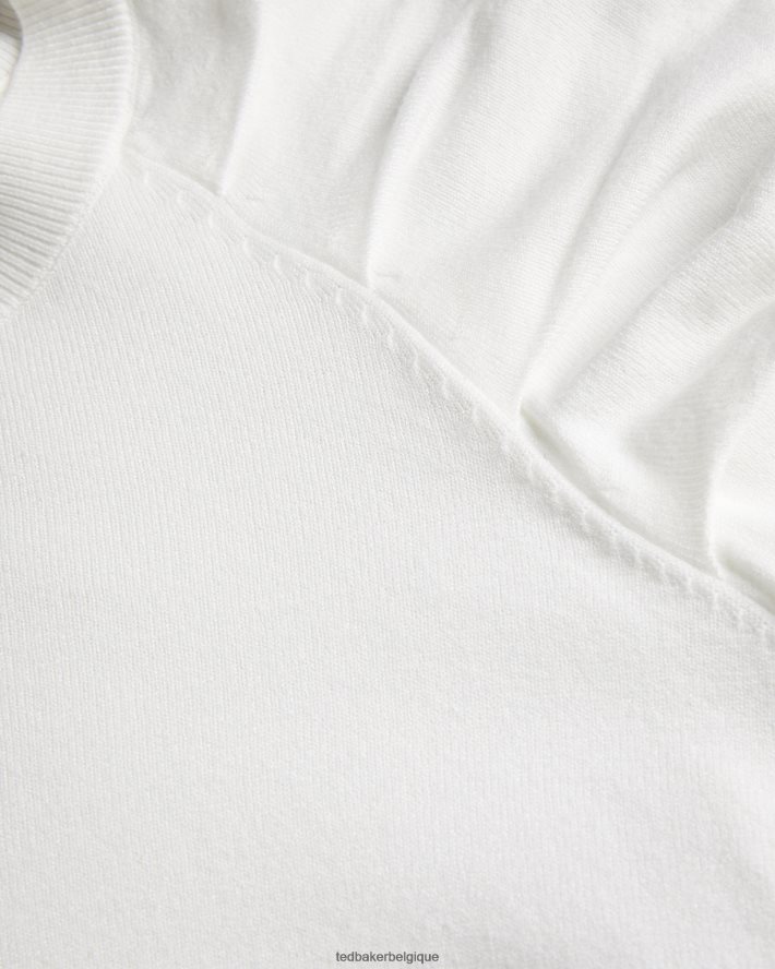 être Ted Baker femmes pull à détails plissés Piyton blanc FR8J42111 vêtements