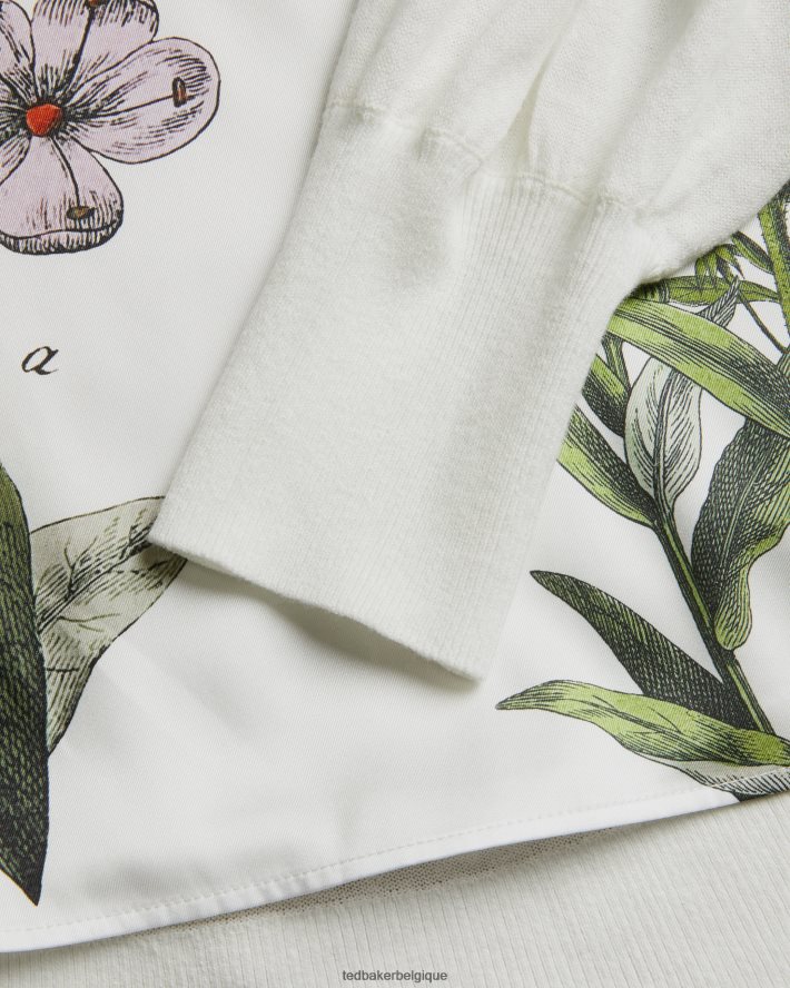 être Ted Baker femmes raili pull col V tissé sur le devant blanc FR8J42394 vêtements