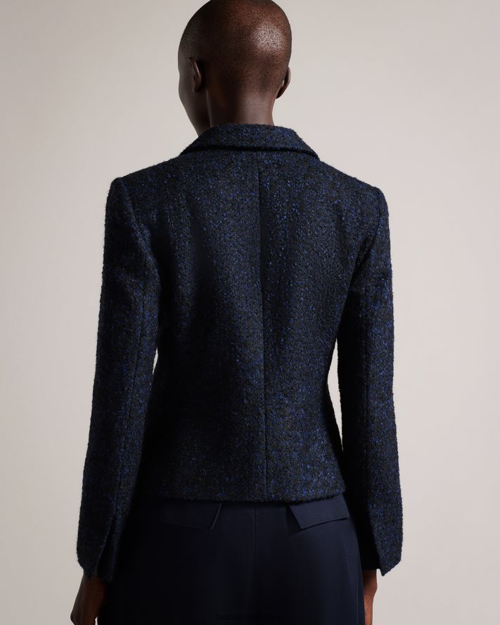 être Ted Baker femmes Alenaah - Blazer bouclé avec détails ornementés bleu foncé FR8J42218 vêtements