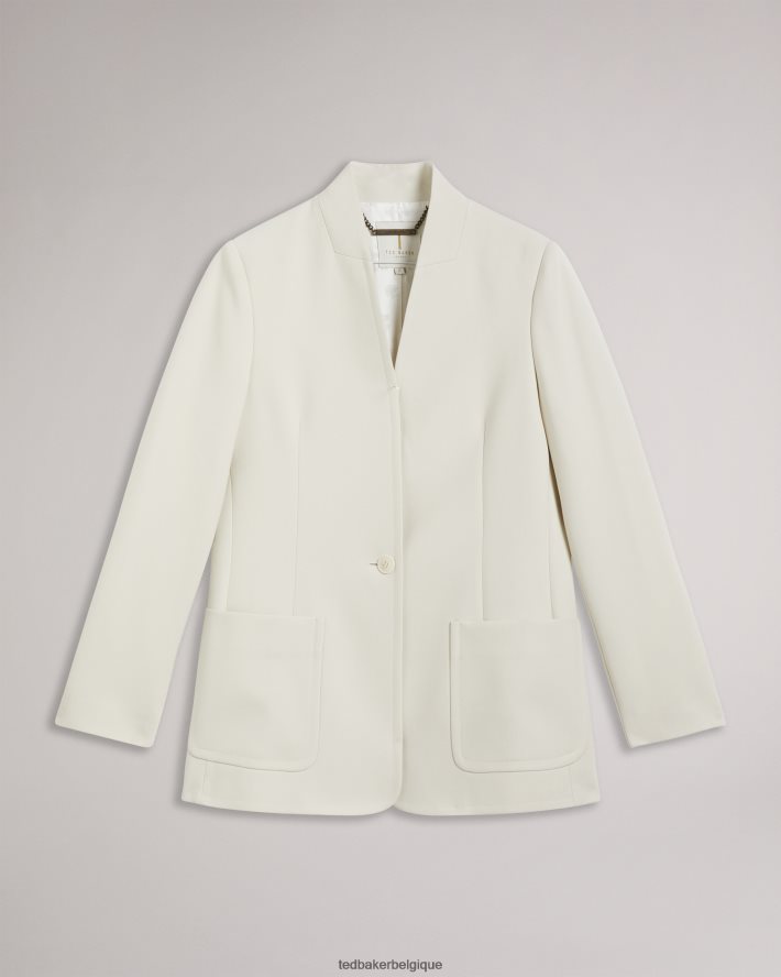 être Ted Baker femmes blazer ambero à simple boutonnage sans col naturel FR8J42217 vêtements