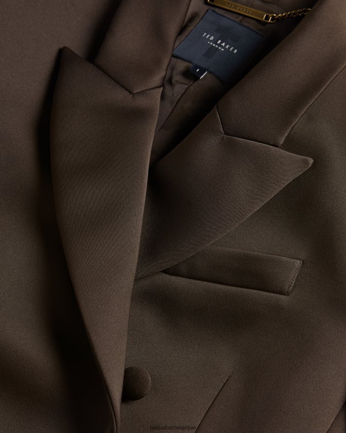 être Ted Baker femmes blazer boyfriend croisé en satin seraph marron foncé FR8J42108 vêtements