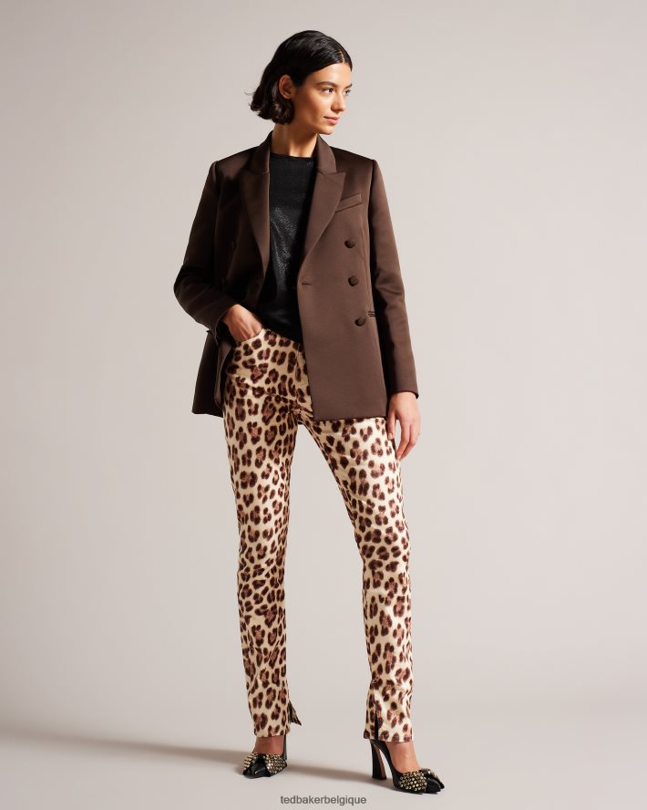 être Ted Baker femmes blazer boyfriend croisé en satin seraph marron foncé FR8J42108 vêtements