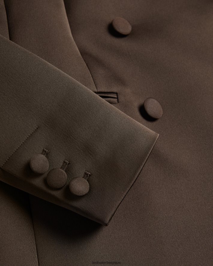 être Ted Baker femmes blazer boyfriend croisé en satin seraph marron foncé FR8J42108 vêtements