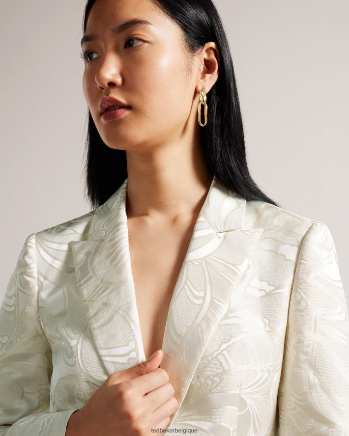 être Ted Baker femmes blazer jacquard coupe slim à simple boutonnage majia naturel FR8J42303 vêtements