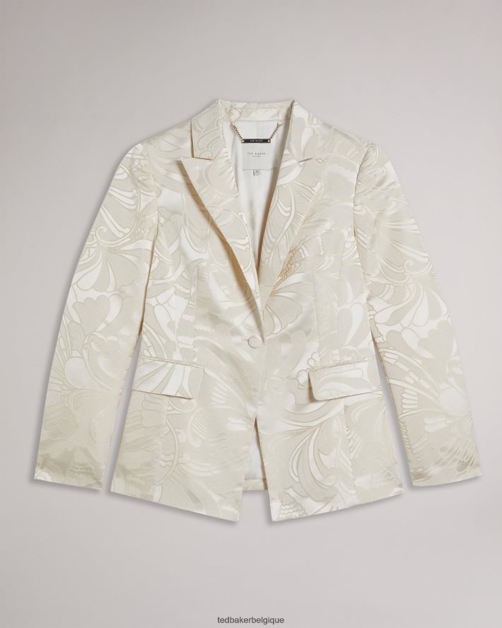 être Ted Baker femmes blazer jacquard coupe slim à simple boutonnage majia naturel FR8J42303 vêtements