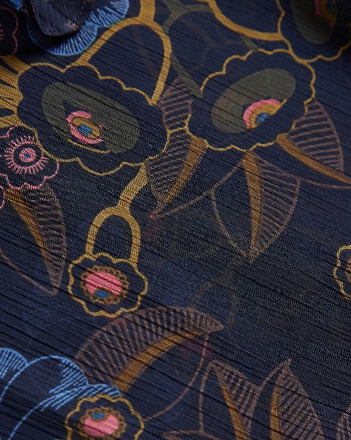 être Ted Baker femmes Jovena - Haut imprimé à volants et cascade marine FR8J42558 vêtements