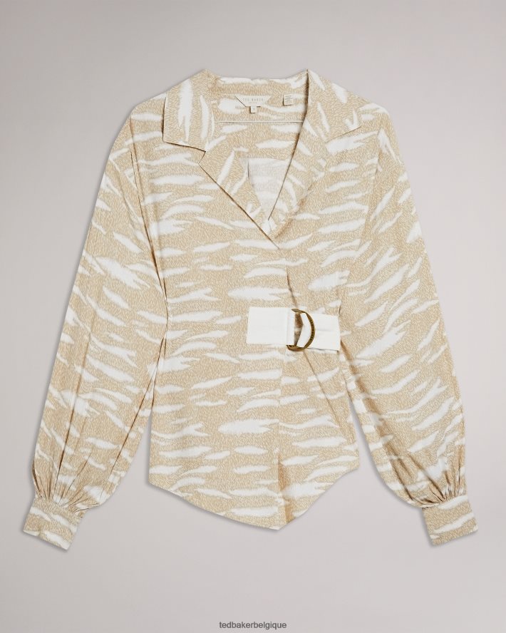 être Ted Baker femmes anehsa - haut imitation cache-cœur avec anneaux en D chameau FR8J42592 vêtements