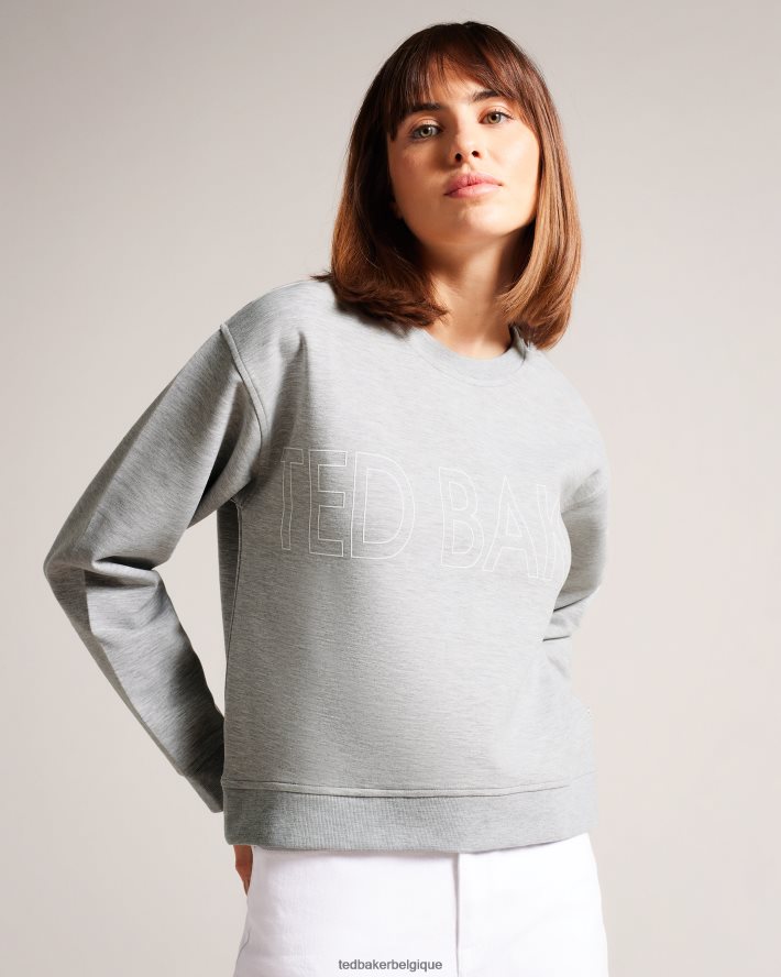 être Ted Baker femmes sweat à logo Lorito gris FR8J42537 vêtements
