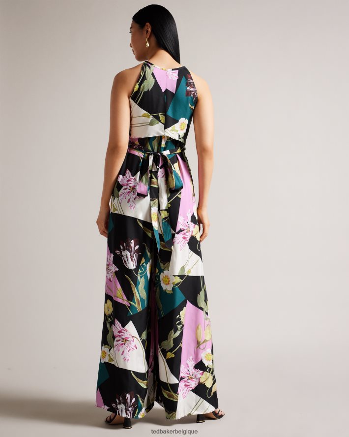 être Ted Baker femmes Maudee - Combinaison dos nu à imprimé floral noir FR8J42314 vêtements