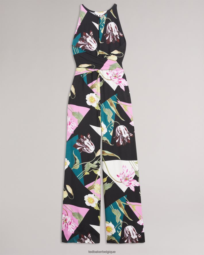 être Ted Baker femmes Maudee - Combinaison dos nu à imprimé floral noir FR8J42314 vêtements
