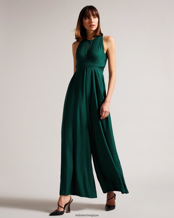 être Ted Baker femmes Meriahh - Combinaison dos nu avec corsage cache-cœur vert foncé FR8J42168 vêtements