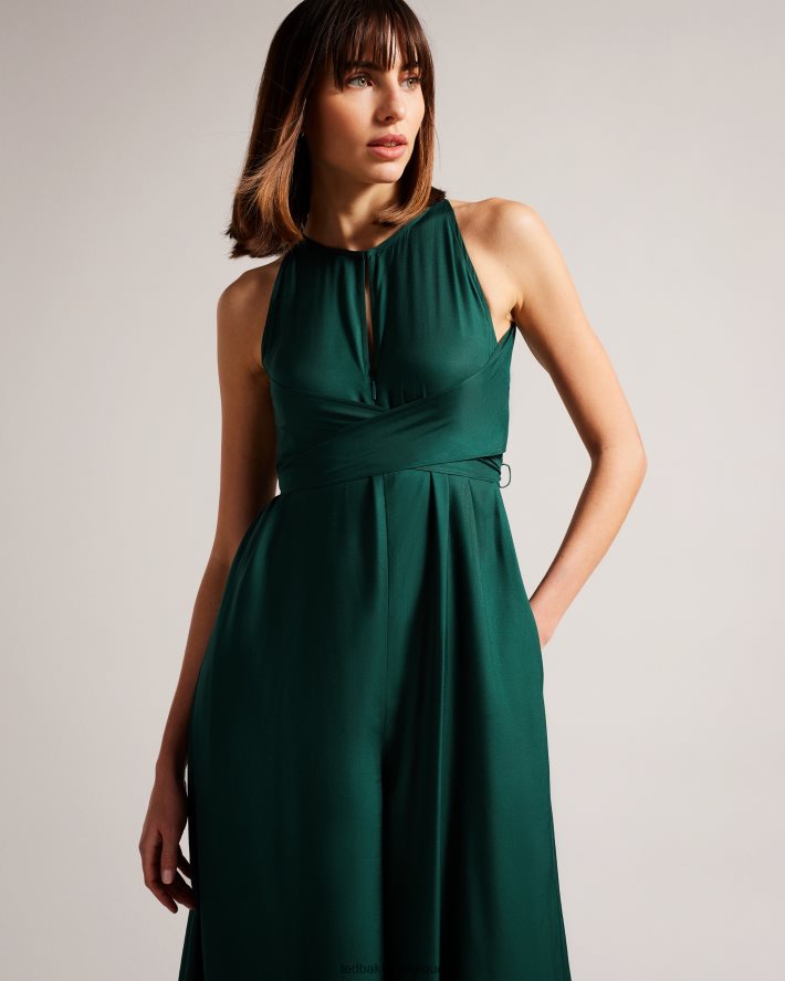 être Ted Baker femmes Meriahh - Combinaison dos nu avec corsage cache-cœur vert foncé FR8J42168 vêtements