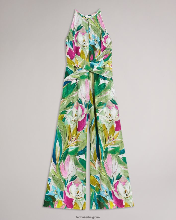 être Ted Baker femmes Rachily - Combinaison dos nu avec corsage portefeuille vert FR8J429 vêtements