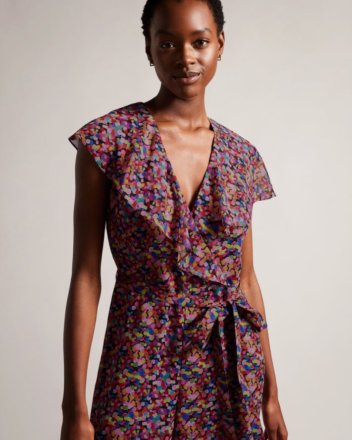 être Ted Baker femmes Surya - Combinaison large à volants sur le devant noir FR8J42221 vêtements