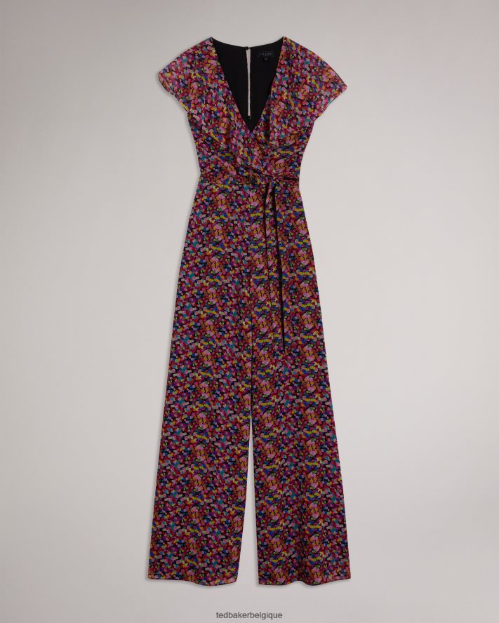 être Ted Baker femmes Surya - Combinaison large à volants sur le devant noir FR8J42221 vêtements