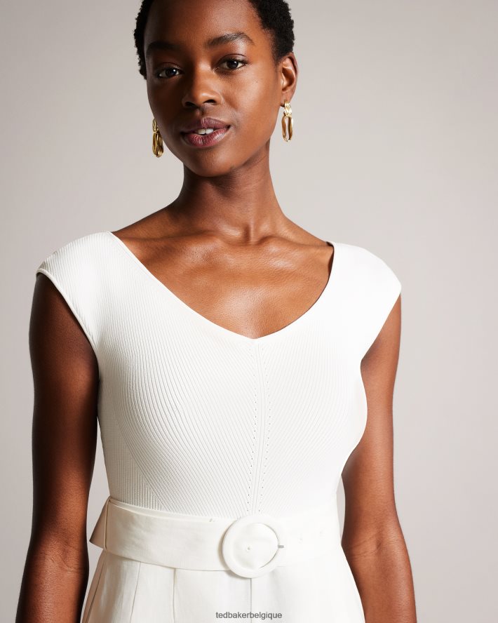 être Ted Baker femmes Tabbiaa - Combinaison large à corsage en maille blanc FR8J42189 vêtements